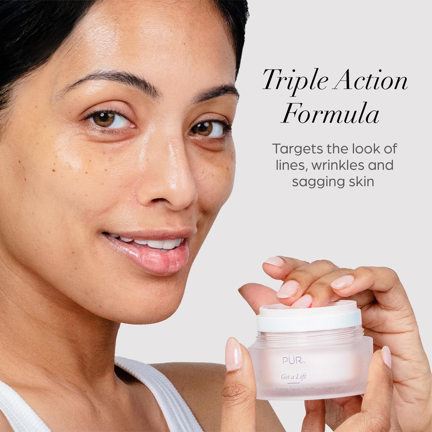 PÜR MINERALS Firming Facial Cream, Get a Lift by Triple-Action Lightweight Moisturizer for Face & Neck Tightens Sagging Skin & Restores Firmness for Fine Lines & Wrinkles - Non-Greasy & Gluten Free
