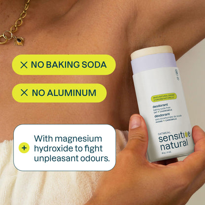 ATTITUDE Baking Soda Free Deodorant for Sensitive Skin with Oatmeal and Chamomile, EWG Verified, Aluminum Free, Plastic-Free, 3 Ounces