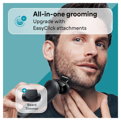 Braun Electric Shaver for Men, Series 7 7127cs, Wet & Dry Shave, Turbo & Gentle Shaving Modes, Waterproof Foil Shaver, Engineered in Germany, with Beard Trimmer, Charging Stand, Space Grey