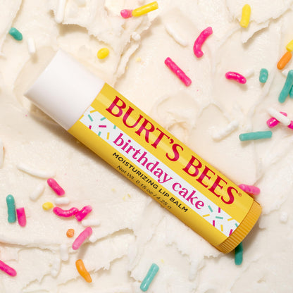 Burt's Bees Birthday Cake Lip Balm, Tint-Free, Natural Origin Lip Care, 1 Tube, 0.15 oz.