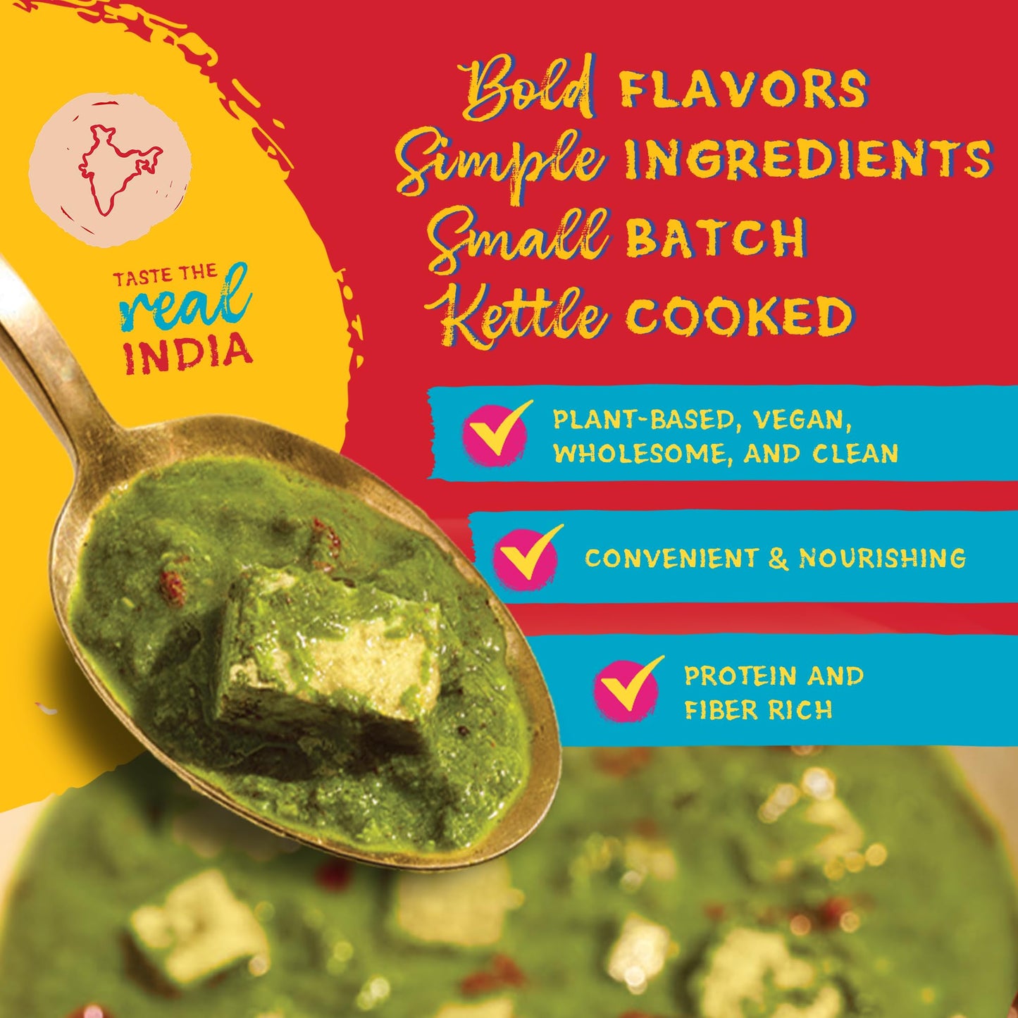 Truly Indian Creamed Spinach & Tofu Curry (Palak Tofu Paneer) 10 Ounce 6-Pack | Authentic Traditional Indian food | Made Fresh in India With Locally Grown Ingredients | Ready to Eat, Vegan