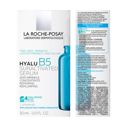 La Roche-Posay Hyalu B5 Pure Hyaluronic Acid Serum for Face, Vitamin B5 + Hyaluronic Acid + Madecassoside, Hydrating Serum Visibly Plumps Skin, Sensitive Skin Safe, Anti Aging, Oil-Free