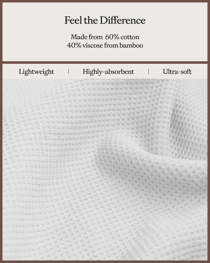 Cozy Earth Waffle Washcloths - 60% Cotton 40% Viscose from Bamboo Washcloths 13 x 13 Inches - Soft & Absorbent Terry, Reversible Mini Textured Waffle & Weave Pattern - 4 Pack