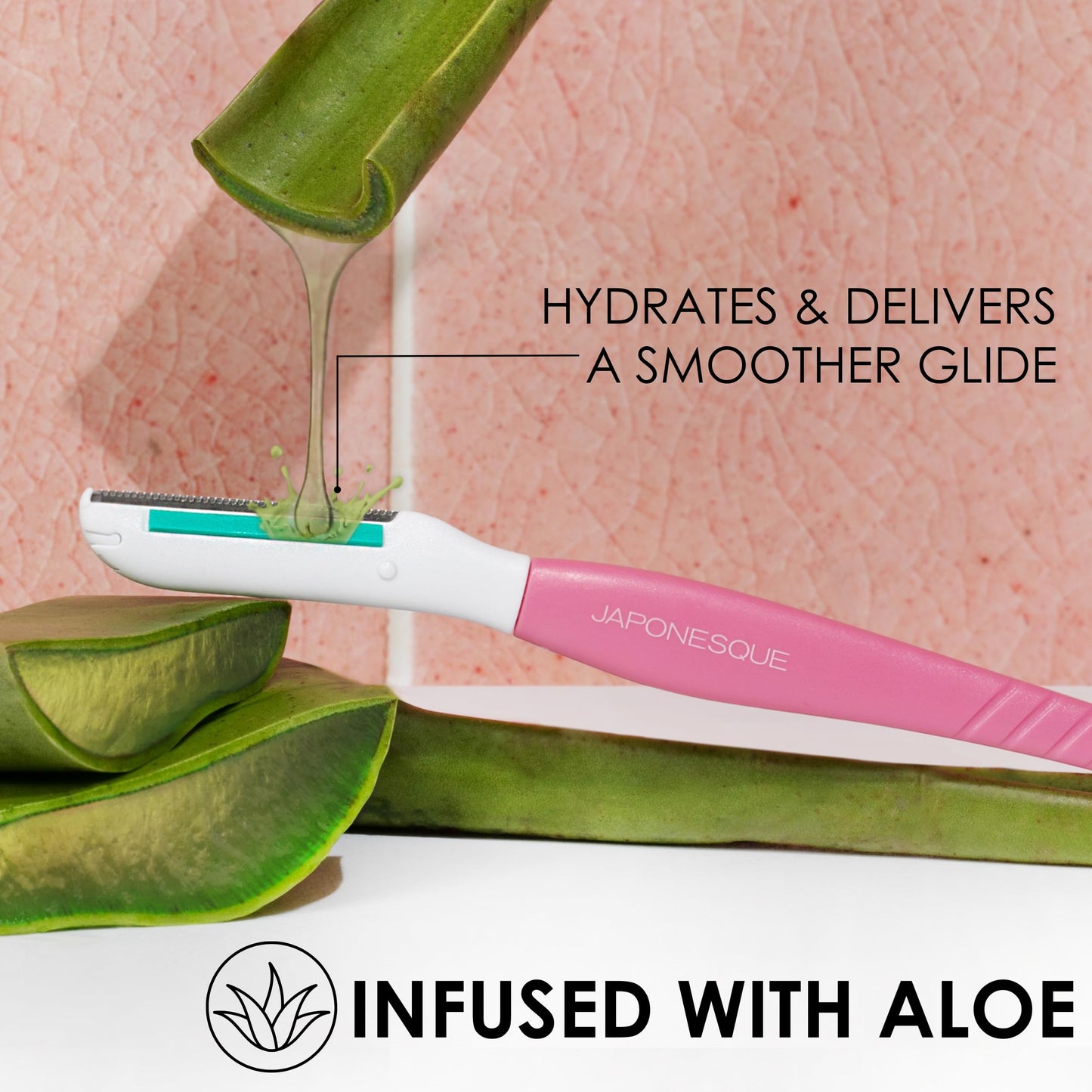 JAPONESQUE Dermaplaner with Soothing Aloe Comfort Strip - Skin Tool with Ultra Precision Blade for Facial Hair Removal and Exfoliation, 3pk.