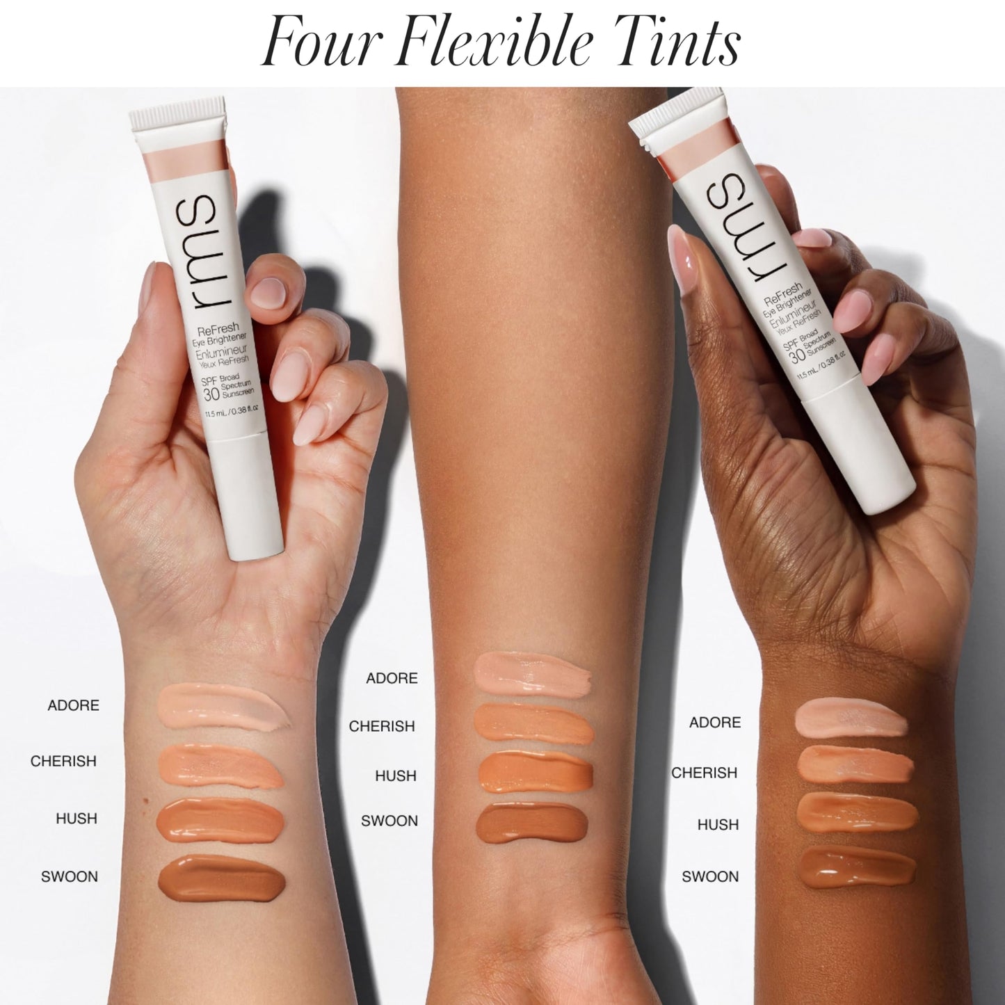 RMS Beauty Superbright Undereye Corrector – 100% Mineral SPF 30 Sunscreen – Brightening Eye Cream with Caffeine & Peptides – Tinted Depuffing Metal Rollerball – 0.4 fl oz