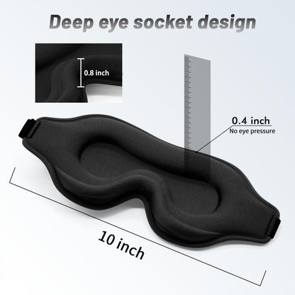 Sleep Eye Mask for Men Women, Lash Extensions 3D Sleeping Mask, Travel Blackout Night Blindfold Eye Shade Cover with Adjustable Strap (Black-3D)