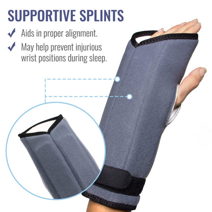 Heelbo Night Wrist Support Brace for Carpal Tunnel, Arthritis Pain, Tendonitis, Beaded Cushion Support, Fits Right & Left Hand, Adjustable, Unisex, Fits Most, Made for Sleep (Pack of 1)