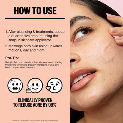 PEACE OUT Acne Gel Moisturizer for Oily Skin, Face Cream for Acne-Prone Skin with 2% Salicylic Acid, Niacinamide and Ceramides, 1.69 fl oz