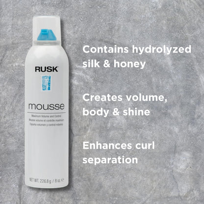 RUSK Designer Collection Mousse Maximum Volume and Control, Firm-Holding Styling Mousse, 8.8 oz