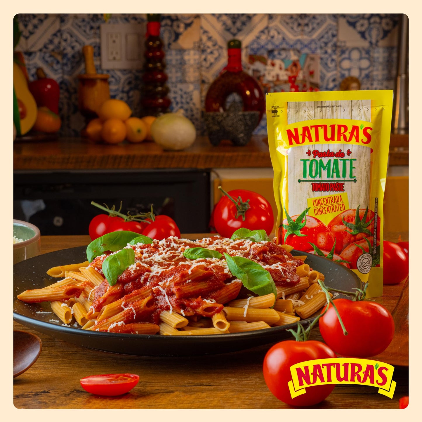 NATURA'S Natural Tomato Paste, Heat-and-Eat Tomato Paste in 7.1oz. Easy-Open Pouch (Pack of 3)