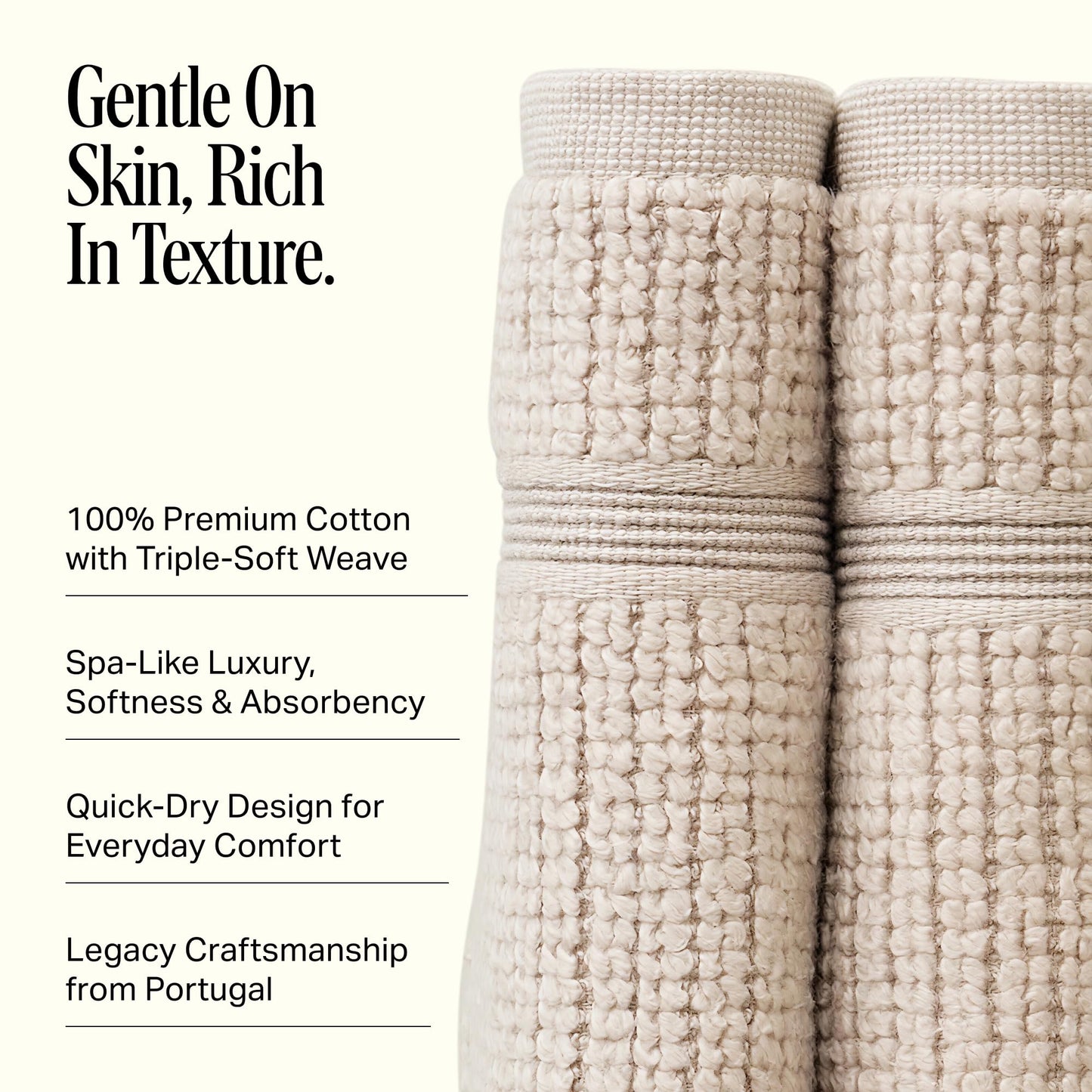 Preston Lane Douro Washcloth Set – 2 Pack Luxury Cotton Towels, Ultra Soft & Absorbent, Quick-Dry Spa-Quality Bathroom Towels, Made in Portugal, Clay