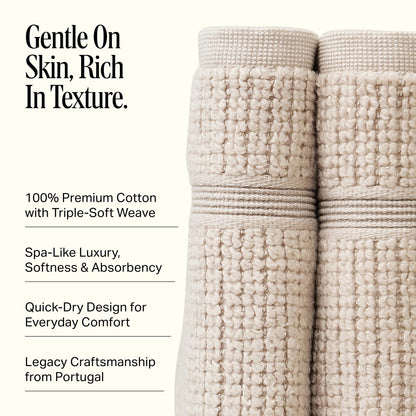Preston Lane Douro Washcloth Set – 2 Pack Luxury Cotton Towels, Ultra Soft & Absorbent, Quick-Dry Spa-Quality Bathroom Towels, Made in Portugal, Clay