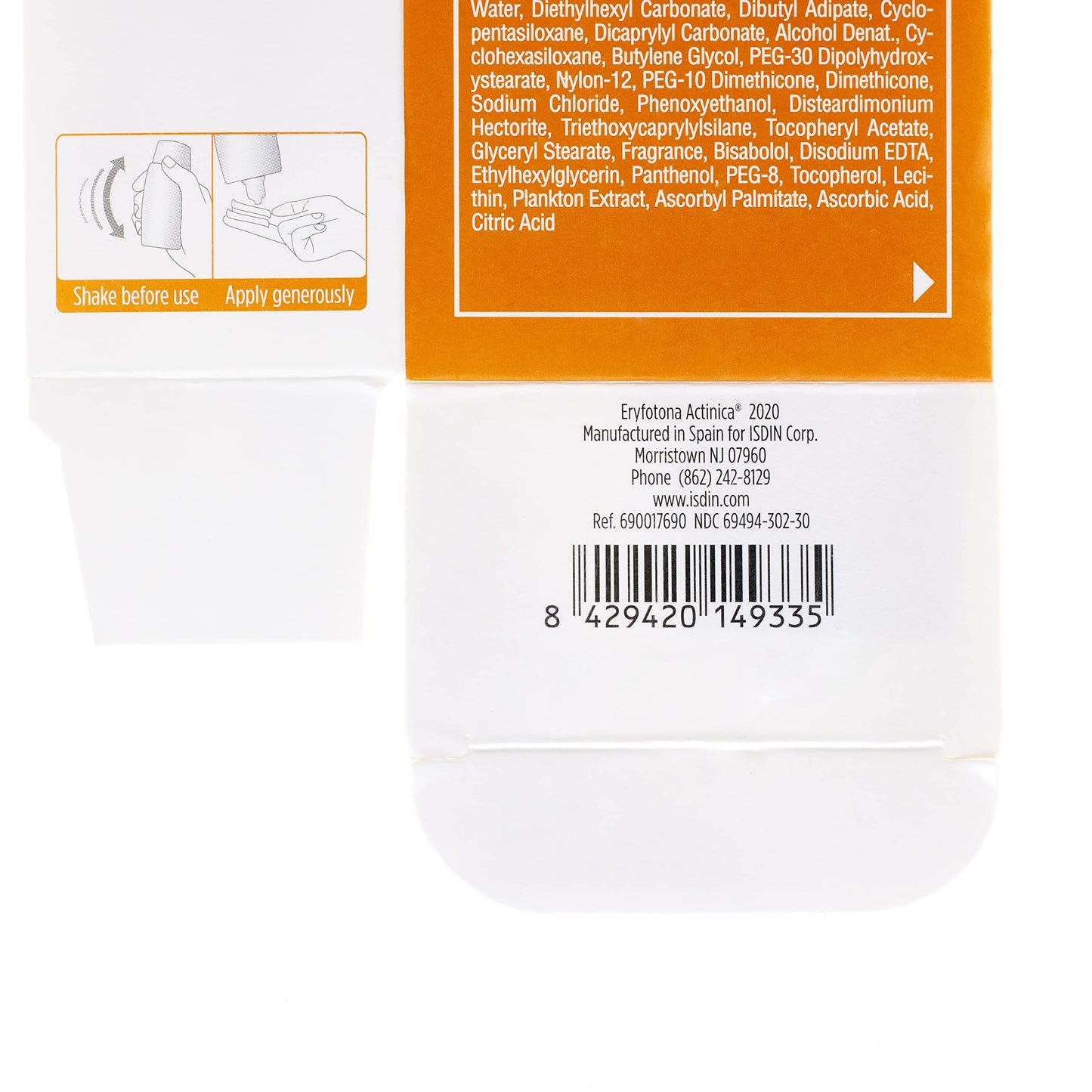 ISDIN Eryfotona Actinica Zinc Oxide sunscreen with 100% mineral UV filter Broad Spectrum SPF 50, No White Cast, Suitable for Sensitive Skin, 3.4 Fl Oz