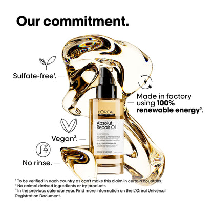 L'Oreal Professionnel Paris Absolut Repair 10-in-1 Oil - Nourishing Multi-Benefit Hair Oil For Dry & Damaged Hair, Repairs Damage Repair & Provides Shine