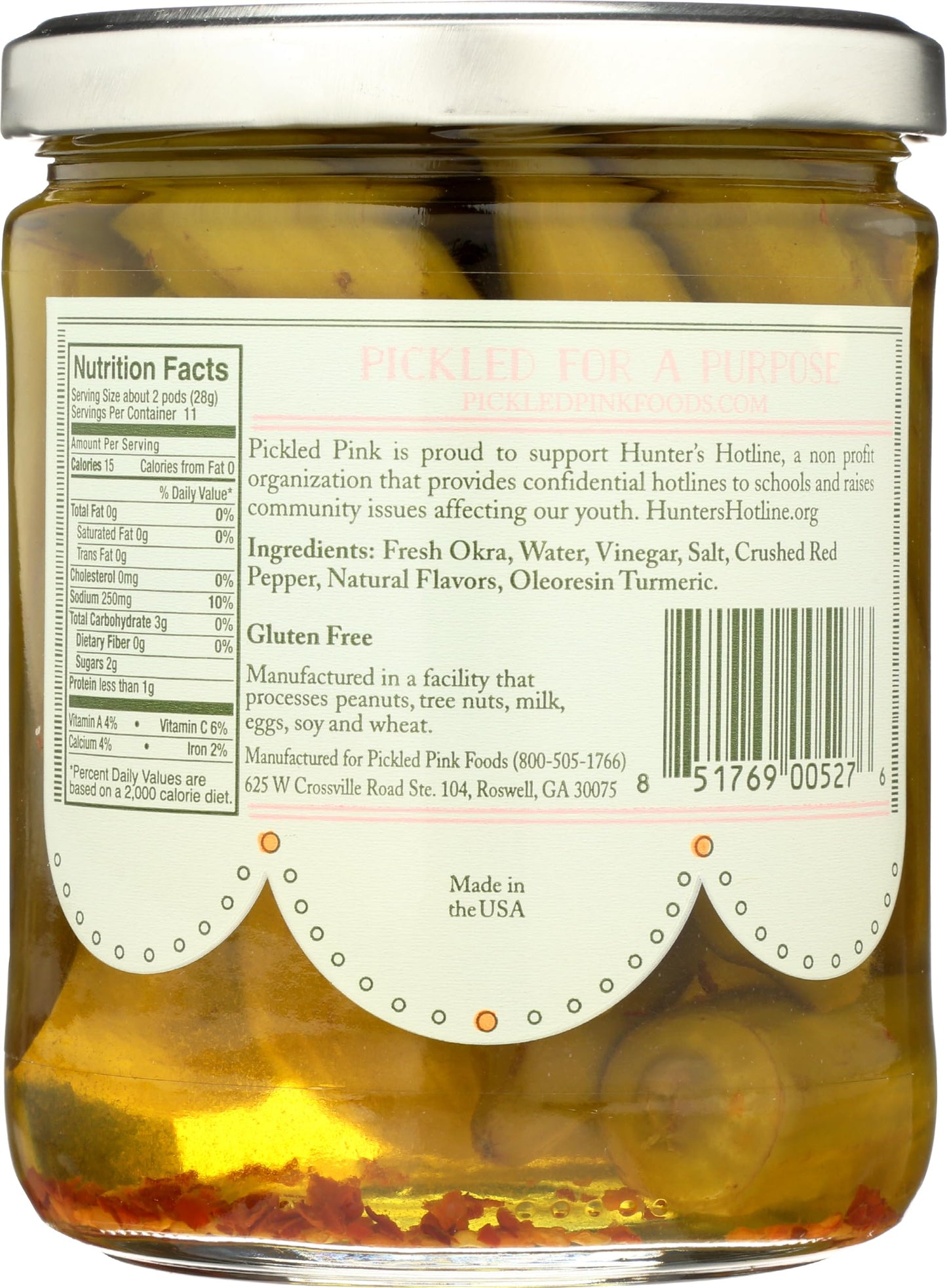 Pickled Pink Foods, Okra Pickled, 16 Fl Oz