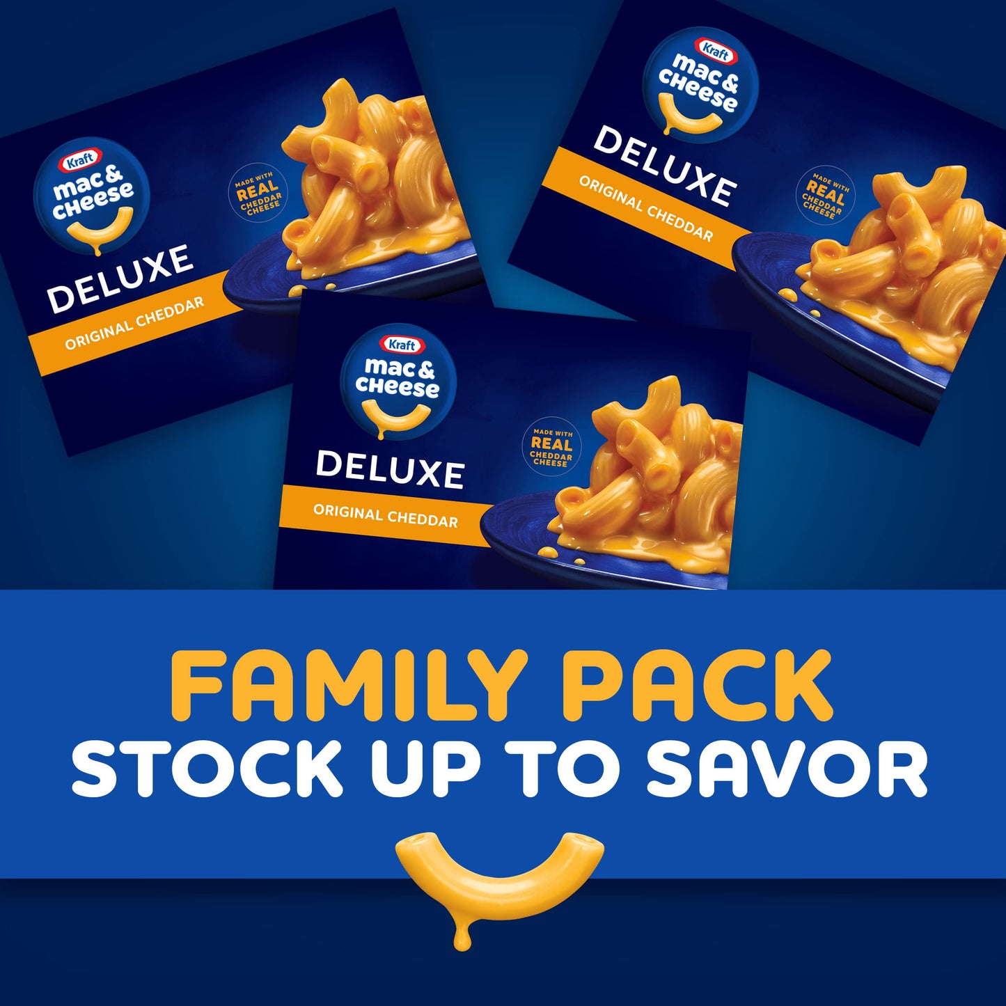 Kraft Deluxe Mac and Cheese, 1 Family Size Box, for Easy Dinner or Dinner Sides, Original Cheddar Flavor, No Artificial Dyes or Flavors, 24 oz