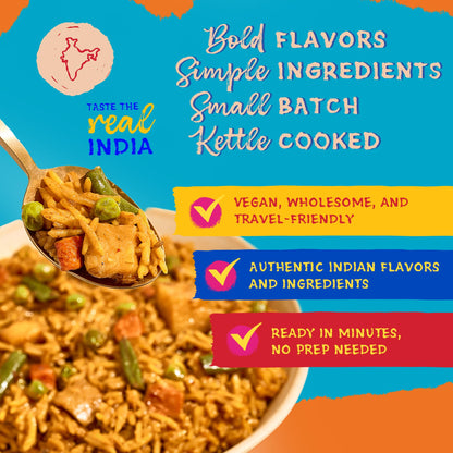 Truly Indian Bombay Biryani Rice 6-Pack | Long-Grain, Aged Basmati Rice | Authentic Traditional Indian Food, Rice Dishes Made With Locally Grown Ingredients | Ready to Eat, Vegan, Microwaveable Meal