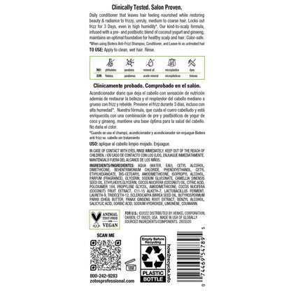 Biotera Anti Frizz Smoothing Conditioner | Smooths & Controls Frizzy, Unruly Hair | Microbiome Friendly | Vegan & Animal Test Free | Paraben Free | Color-Safe
