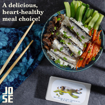 Canned Small Sardines in Extra Virgin Olive Oil by Jose Gourmet, Wild Caught Portuguese Sardines, Canned Fish, Sustainable Seafood Snacks, Omega 3, Fair Trade, 90g Can, Pack of 3
