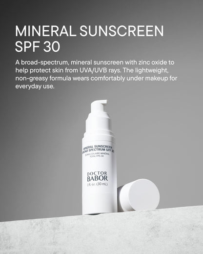 DOCTOR BABOR Protect Rx Mineral Face Sunscreen SPF 30, Physical Protection with No White Cast, Non Tinted Sheer Mineral Coverage for Anti Aging and Wrinkle Defense, Moisturizing Under Makeup, 1 oz.
