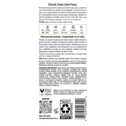 Biotera Anti Frizz Smoothing Shampoo | Smooths & Controls Frizzy, Unruly Hair | Microbiome Friendly | Vegan & Animal Test Free | Paraben Free | Color-Safe
