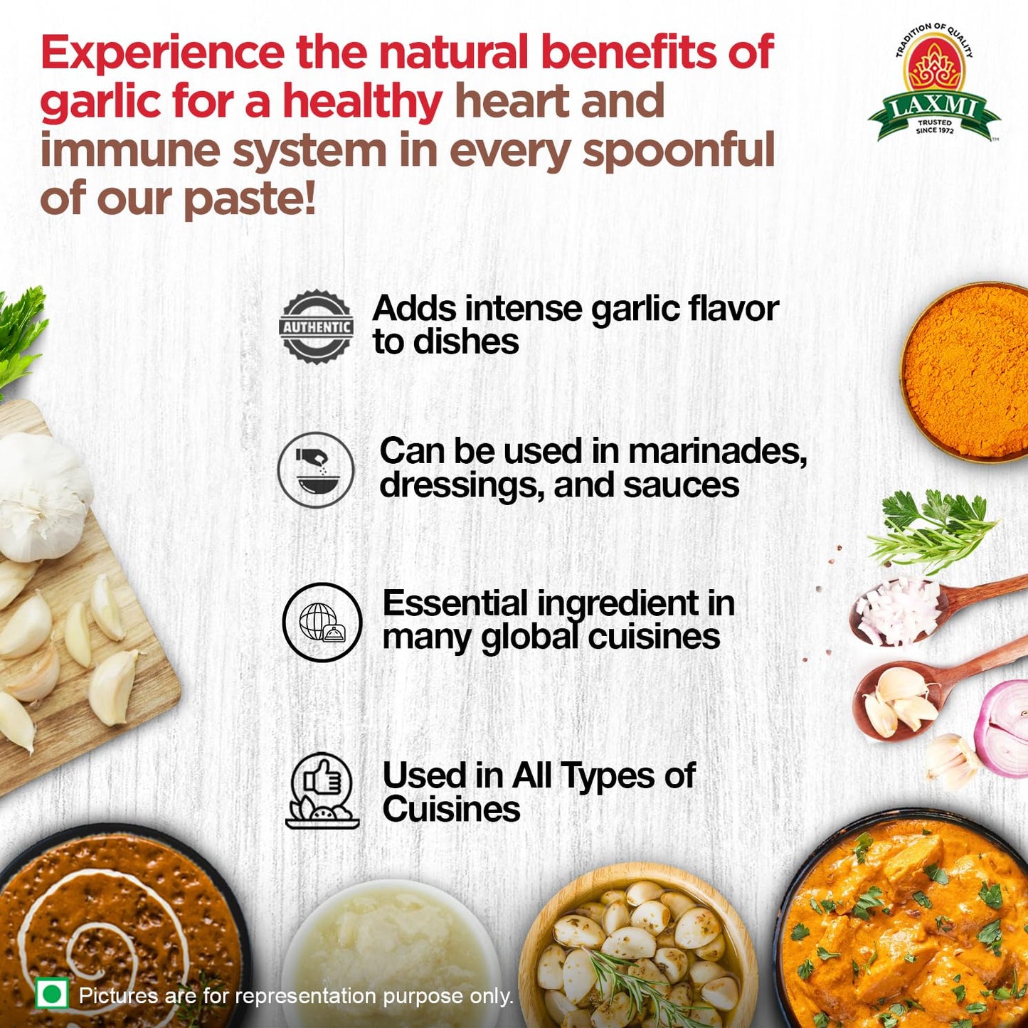 Laxmi Garlic Paste 24oz | Premium quality and pure Garlic, Ground | Vegetarian | Non-GMO certified | Ethically Sourced