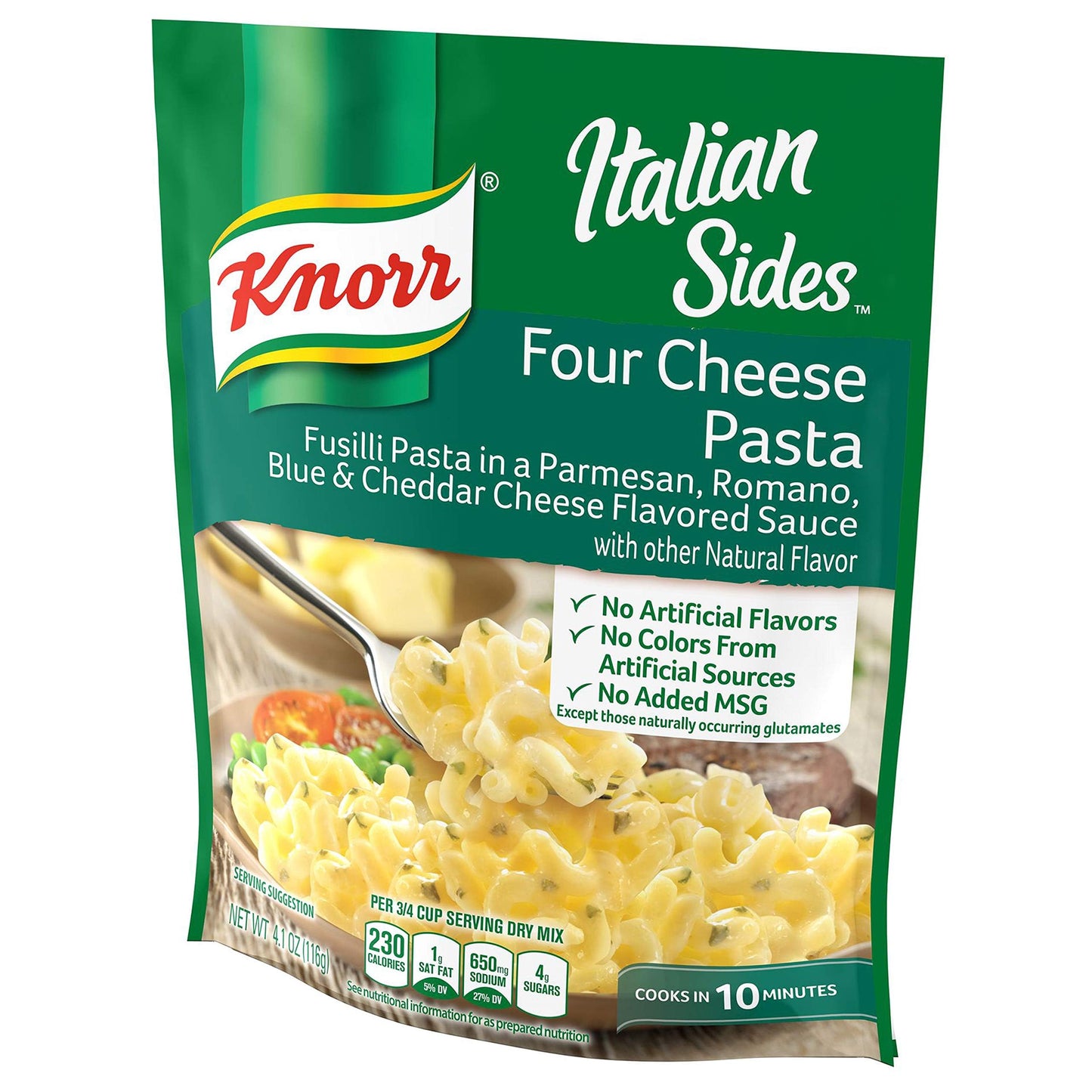 Knorr Pasta Sides For Delicious Quick Pasta Side Dishes Four Cheese Pasta No Artificial Flavors, No Preservatives, No Added Msg 4.1 oz, Pack of 8