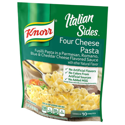 Knorr Pasta Sides For Delicious Quick Pasta Side Dishes Four Cheese Pasta No Artificial Flavors, No Preservatives, No Added Msg 4.1 oz, Pack of 8