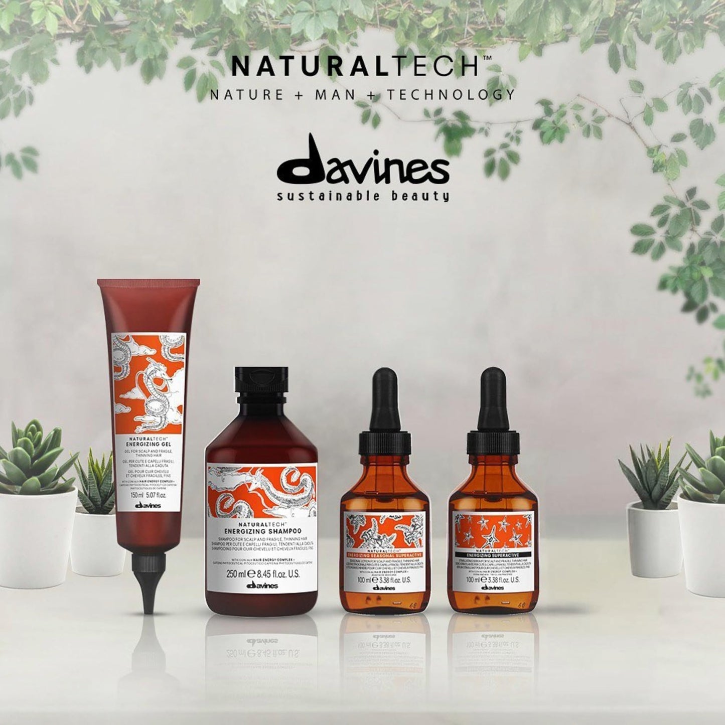 Davines Naturaltech Energizing Gel, Stimulating & Fortifying for Thinning Hair & Hair Loss - With Caffeine Phytoceuticals - Leave-In Treatment for Scalp & Fragile Hair, 5.07 Fl Oz