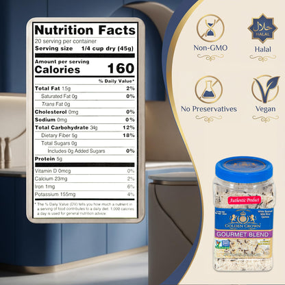 Golden Crown 3-in-1 Multigrain Blend with White Basmati, Wild Rice & Quinoa - Premium Quality, Vegan & GMO Free - Perfect for Rice Dishes, Pilafs, Soups, Stir-Fries & Meal Prep, 32 oz (2 lbs)