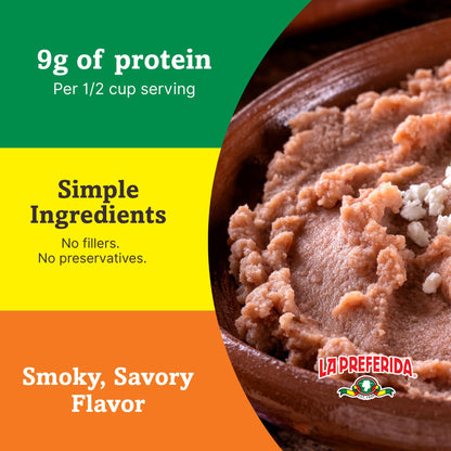 La Preferida Chorizo Refried Beans Heat & Serve for an Instant Side Dish or Add to Enchiladas, Tostadas & More,16 oz. (Pack of 12)