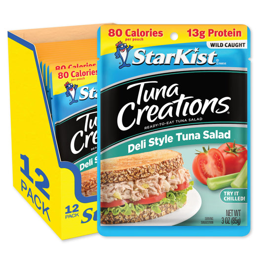 StarKist Tuna Creations Deli Style Tuna Salad Pouch (3 oz - 12 Pack) Wild Caught, High Protein Shelf Stable Seafood, Gluten Free, Soy Free, No Draining, Ready to Eat for Salads and Sandwiches