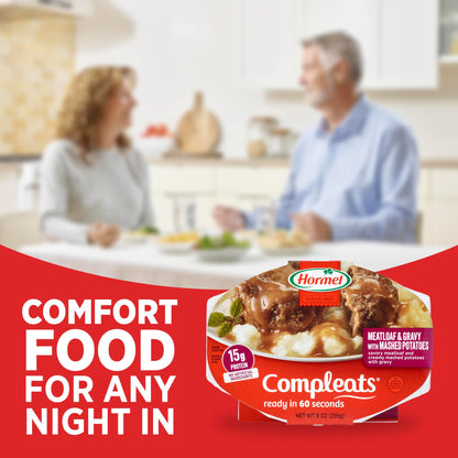 HORMEL COMPLEATS Meatloaf & Gravy With Mashed Potatoes Microwave Tray, 9 oz. (6 Pack)