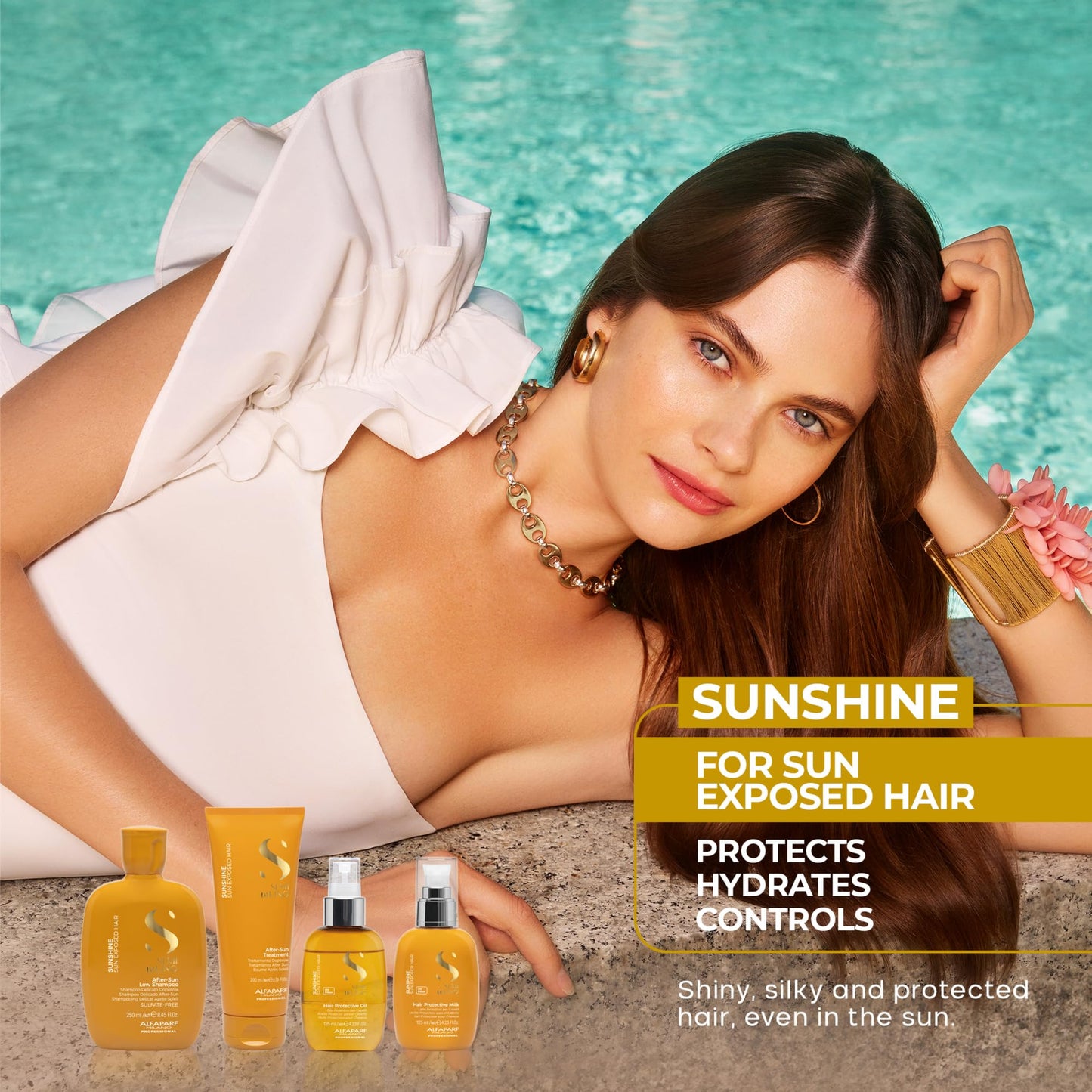 ALFAPARF MILANO Semi di Lino Sunshine After-Sun Hair Treatment - Restorative Treatment for Hair Stressed by Sun, Chlorine and Salt - Nourishes and Detangles - Vegan Formula - Adds Softness and Shine
