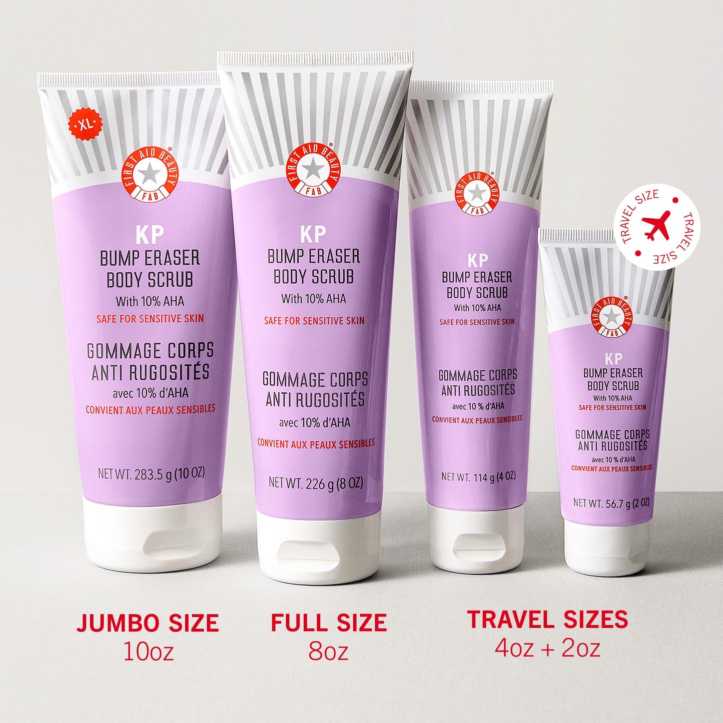 First Aid Beauty - KP Bump Eraser Body Scrub with 10% AHA, Keratosis Pilaris Skin Exfoliator with Glycolic & Lactic acids, Helps Reduce Chicken Skin Bumps, Safe for Sensitive Skin, 2 oz, 3 ct