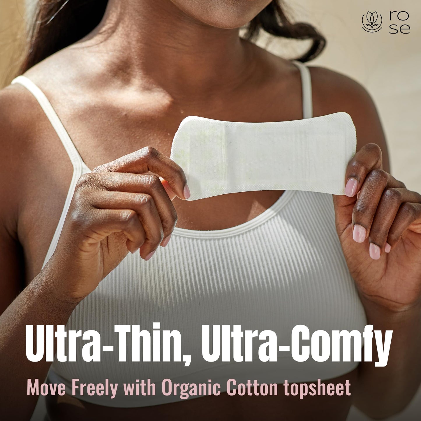 Rose Organic Panty Liners - Ultra Thin, Ultra Absorbent, Organic Cotton Topsheet, Unscented - 24 Count (Pack of 4)
