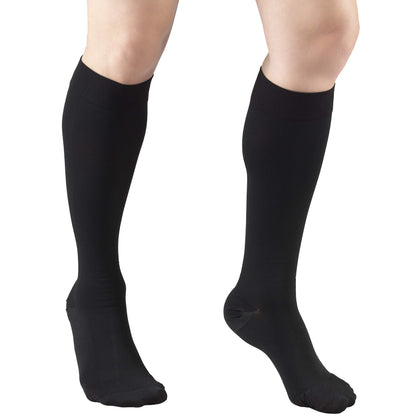 Truform 20-30 mmHg Medical Compression Stockings, Aloe Infused Microfiber, Knee High, Closed Toe, Black, 3X-Large