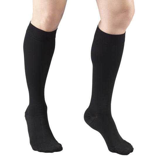 Truform 20-30 mmHg Medical Compression Stockings, Aloe Infused Microfiber, Knee High, Closed Toe, Black, 3X-Large