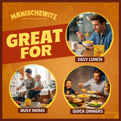 Manischewitz Kosher Mac & Cheese, 5.5oz (4 Pack) Made with Real Cheddar Cheese, No Artificial Colors of Flavors, Certified Kosher