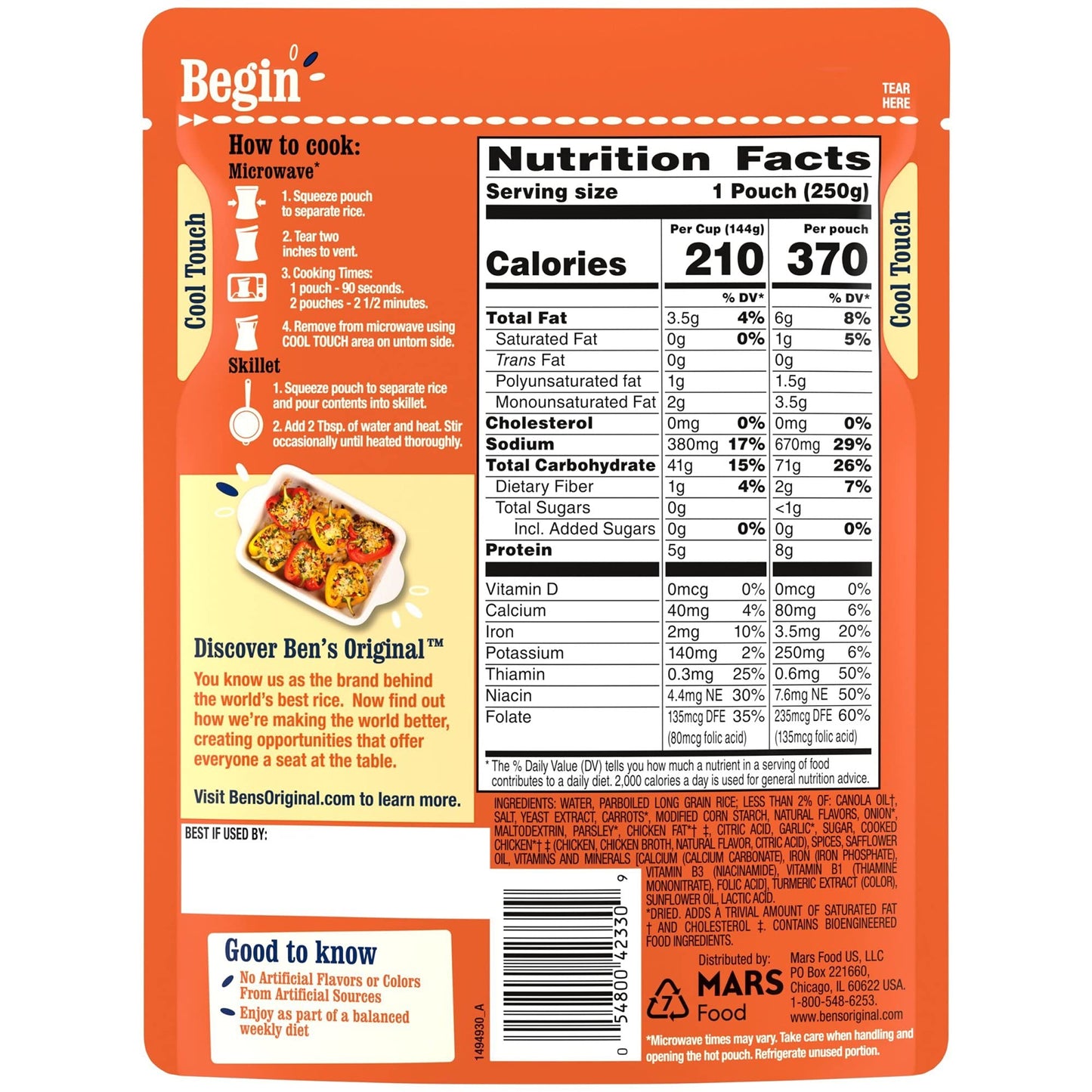 BEN'S ORIGINAL Ready Rice Roasted Chicken Flavored Rice, Easy Dinner Side, 8.8 oz Pouch (Pack of 12)