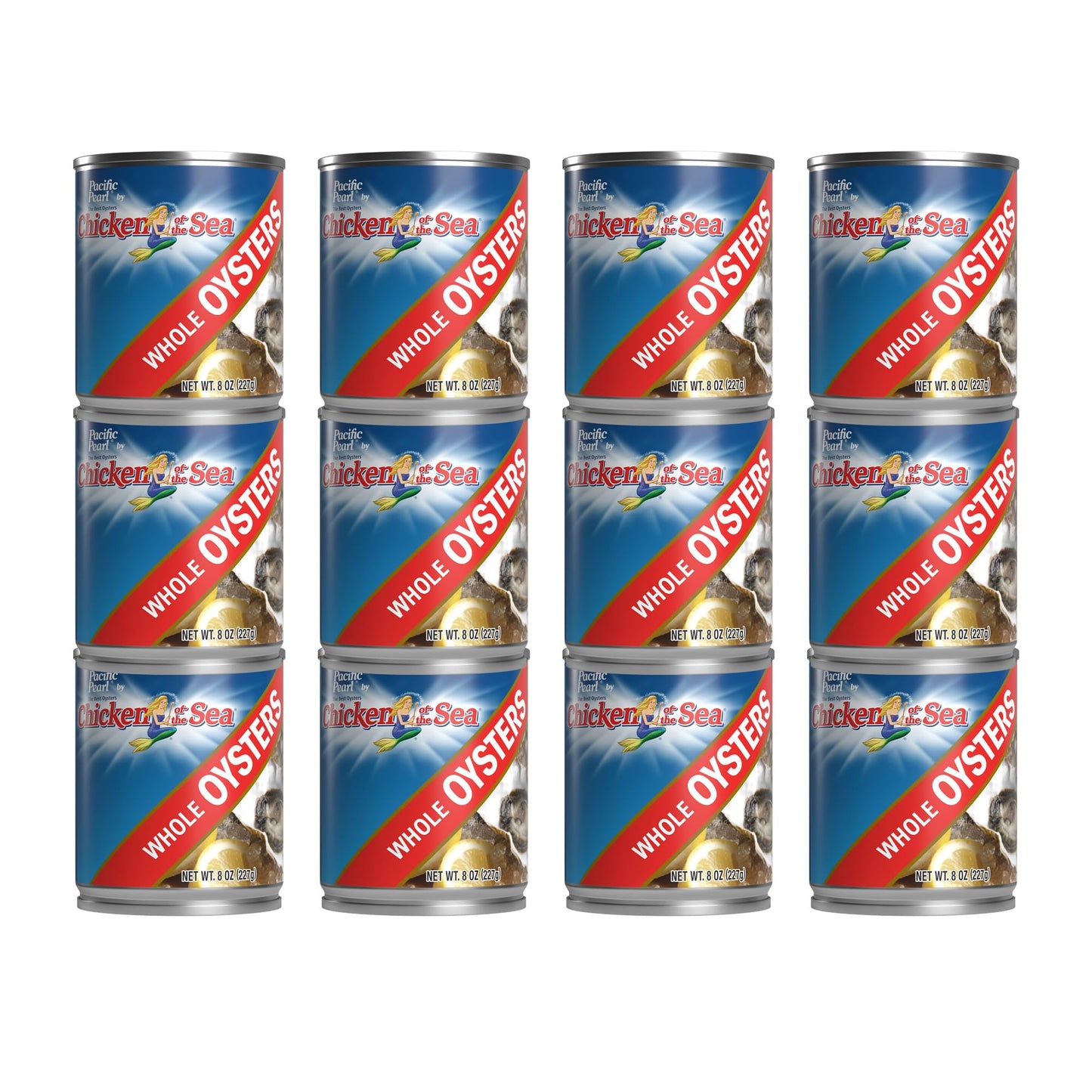 Pacific Pearl Whole Oysters 8 oz Can (Pack of 12)