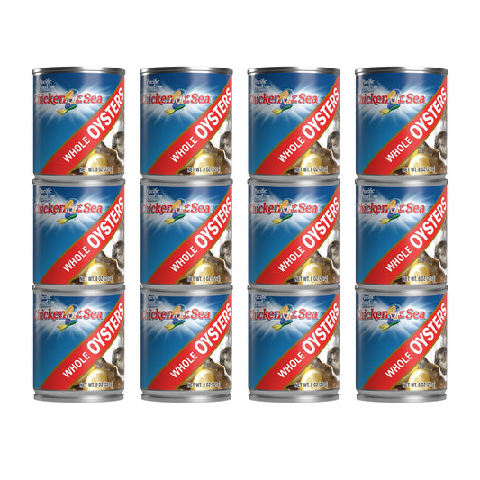 Pacific Pearl Whole Oysters 8 oz Can (Pack of 12)