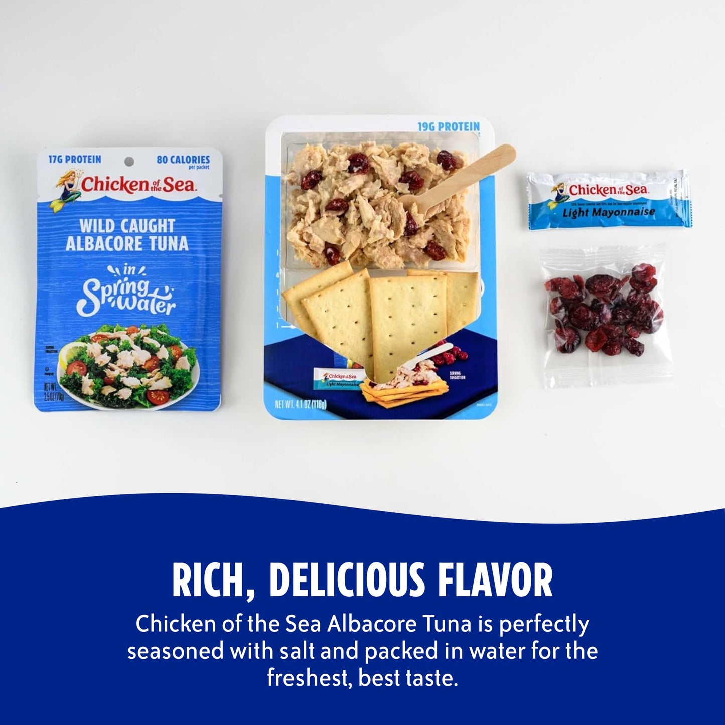 Chicken of the Sea Packet Up! White Tuna Salad Kit, 4.1 oz. Packets, 12-Count – High Protein Tuna in Water – Classic Tuna Salad for Easy, Nutritious Ready to Eat Meals
