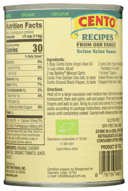 Cento Organic Cherry Tomatoes 14 oz, Pack of 4