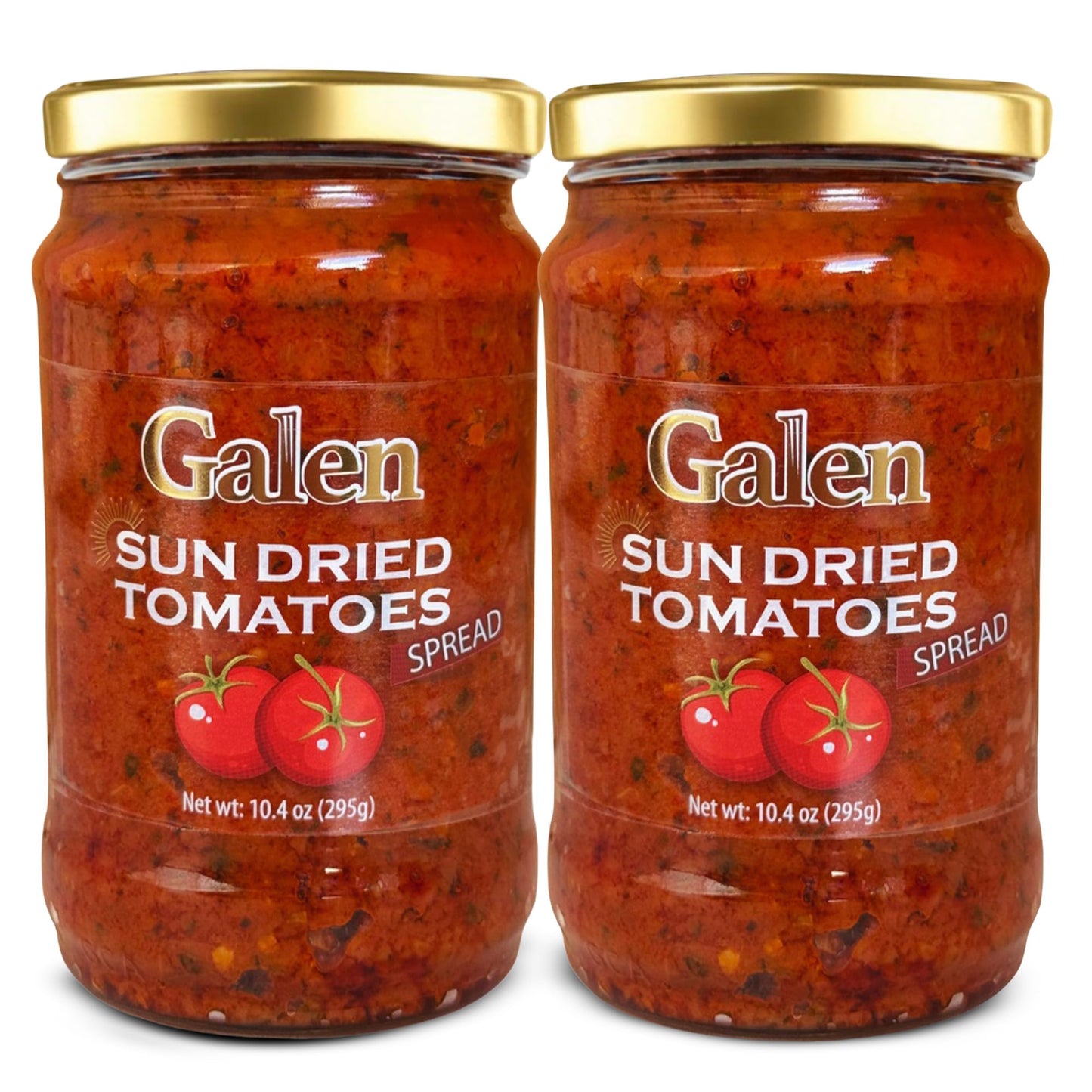 Galen Sun Dried Tomato Spread, Mediterranean Tomatoes Flavor, Ready to Enjoy, 10.4 oz Jar (Pack of 2)