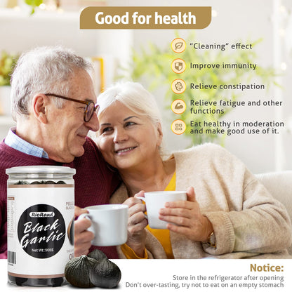 RioRand Black Garlic 908g Whole Peeled, 90-Day Aged 2 Lbs Jar, No Added Preservatives, Ready to Eat
