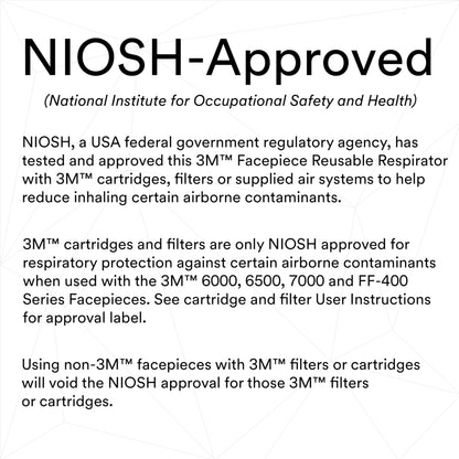 3M Full Facepiece Reusable Respirator 6700DIN, NIOSH, Respiratory Protection, Large Lens, ANSI, Lightweight, Silicone Faceseal, Cool Flow Valve, Easy Clean, Bayonet Connections, Cleaning, Sanding, S