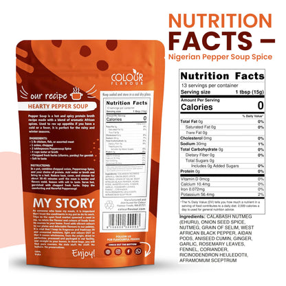 COLOUR FLAVOUR PEPPER SOUP SPICE SEASONING | Soup seasoning | Made from Organic Herbs and Spices | A Unique Blend of Whole Superfoods | No preservatives | No Chaff | No Added Color | All Natural