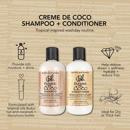 Bumble and bumble. Creme De Coco Shampoo | Provides Rich Moisture and Shine | Reduces Frizz | With Coconut Kukui Nut Murumuru Butter | For Dry Medium to Thick Curly, Wavy, Straight Hair