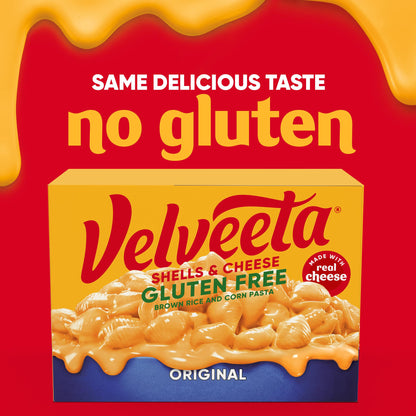 Velveeta Gluten Free Shells and Cheese, Brown Rice and Corn Pasta, 1 Box, for Easy Dinner or Dinner Sides, Original Flavor, Made with Real Cheese, 12 oz